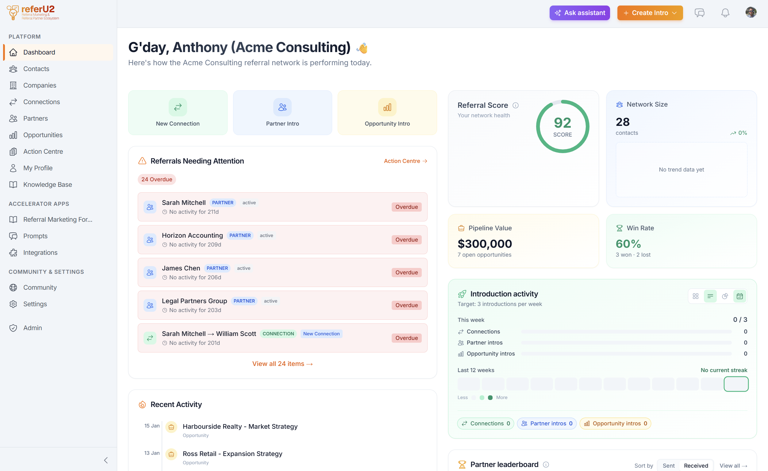 Refer2u Dashboard